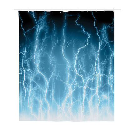 Blue Lightning Print Polyester Shower Curtain