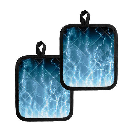 Blue Lightning Print Pot Holders