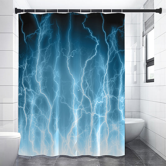 Blue Lightning Print Premium Shower Curtain