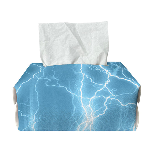 Blue Lightning Print Rectangle Tissue Box Cover
