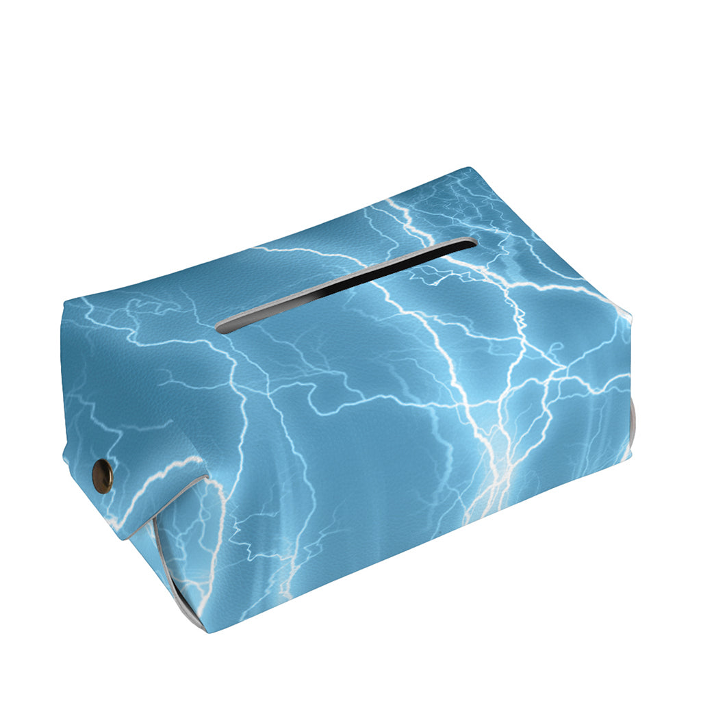 Blue Lightning Print Rectangle Tissue Box Cover
