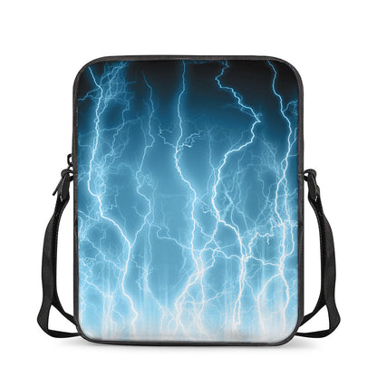 Blue Lightning Print Rectangular Crossbody Bag