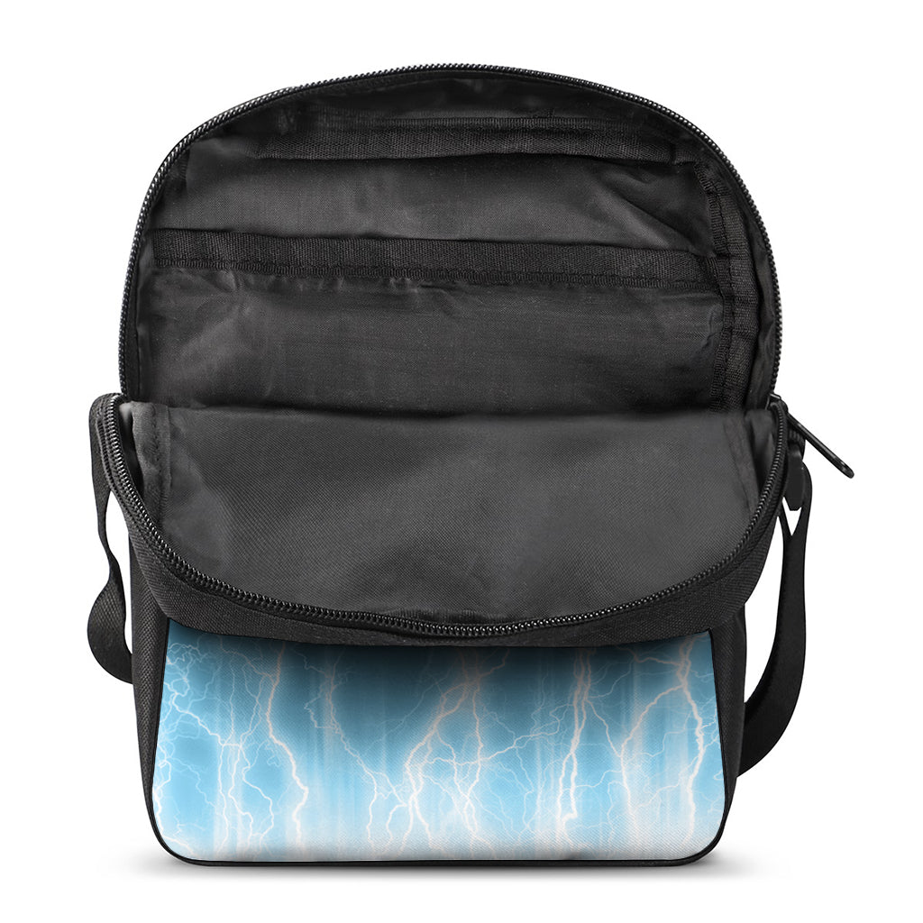 Blue Lightning Print Rectangular Crossbody Bag