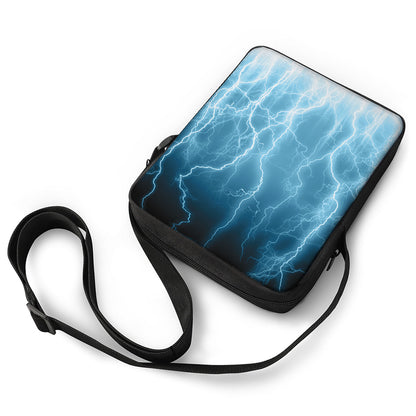 Blue Lightning Print Rectangular Crossbody Bag