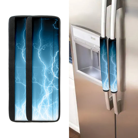 Blue Lightning Print Refrigerator Handle Covers