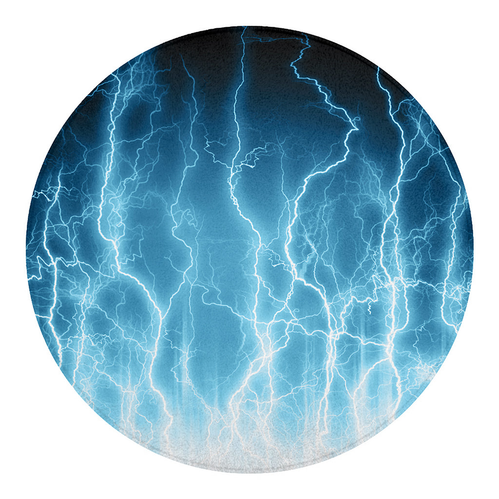 Blue Lightning Print Round Blanket