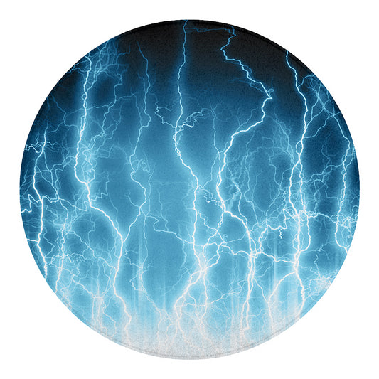 Blue Lightning Print Round Blanket