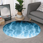 Blue Lightning Print Round Rug