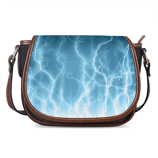 Blue Lightning Print Saddle Bag