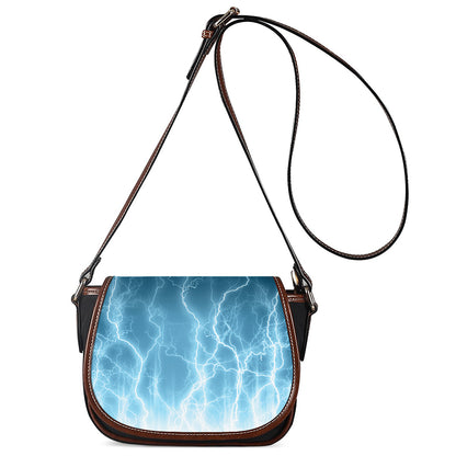 Blue Lightning Print Saddle Bag