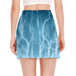 Blue Lightning Print Side Slit Mini Skirt