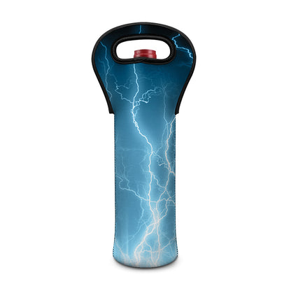 Blue Lightning Print Single Neoprene Wine Tote