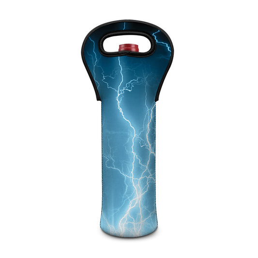 Blue Lightning Print Single Neoprene Wine Tote