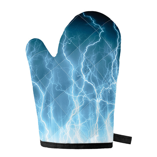 Blue Lightning Print Single Oven Mitt