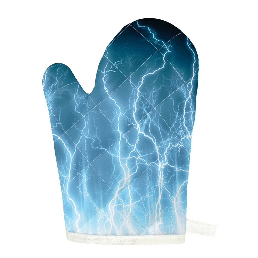 Blue Lightning Print Single Oven Mitt