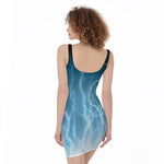 Blue Lightning Print Sleeveless Bodycon Dress