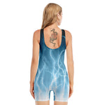 Blue Lightning Print Sleeveless One Piece Swimsuit