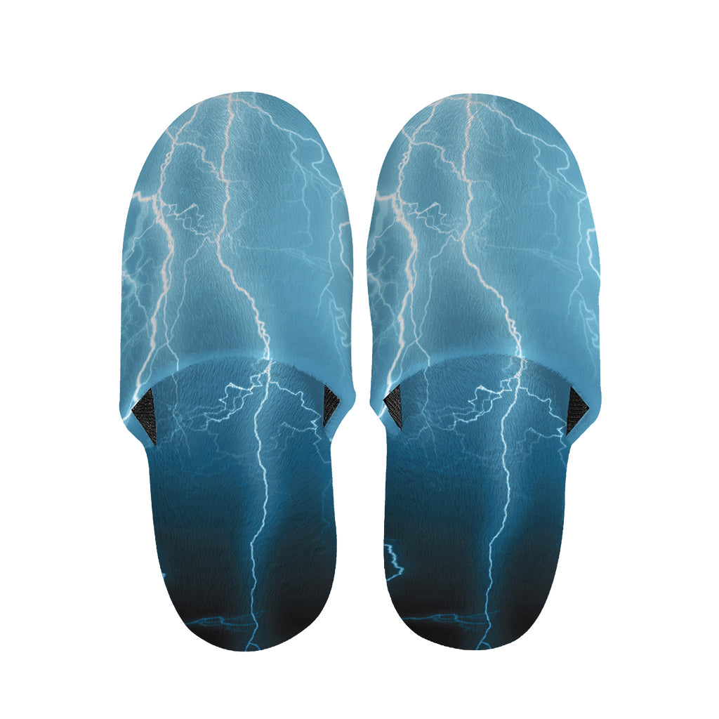 Blue Lightning Print Slippers