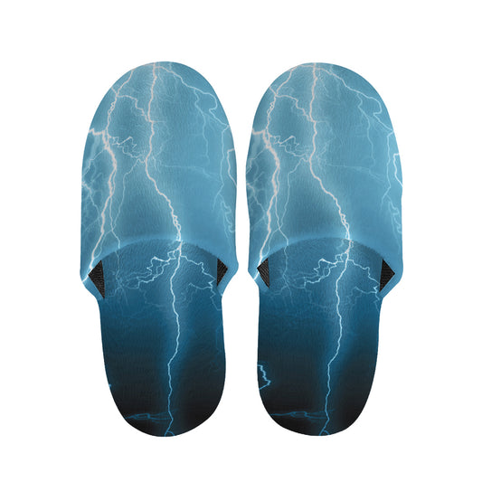 Blue Lightning Print Slippers