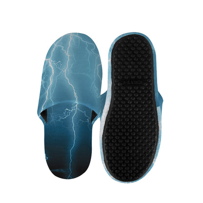 Blue Lightning Print Slippers