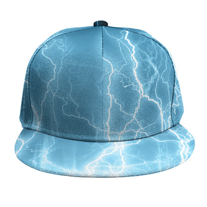Blue Lightning Print Snapback Cap