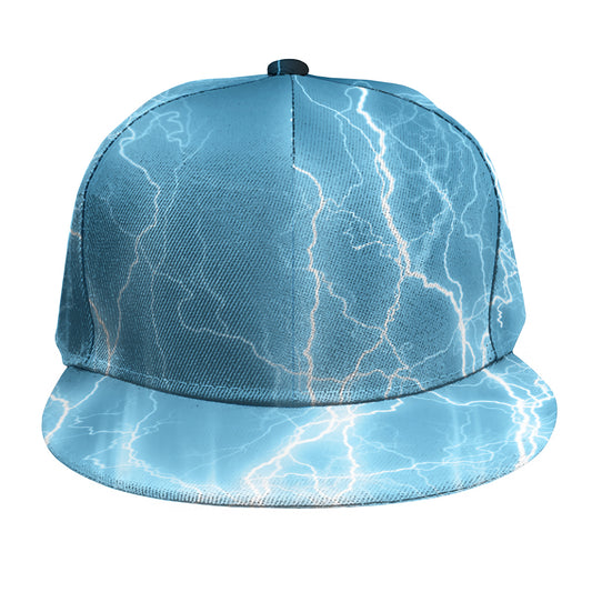 Blue Lightning Print Snapback Cap