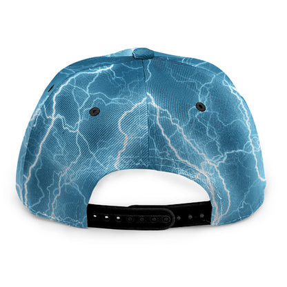 Blue Lightning Print Snapback Cap