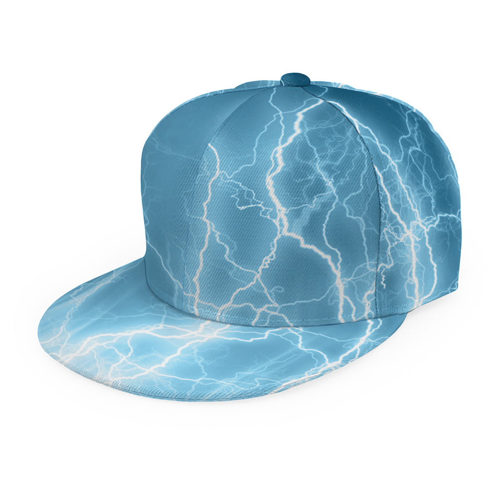 Blue Lightning Print Snapback Cap