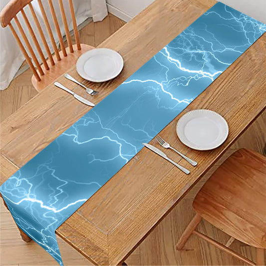 Blue Lightning Print Table Runner