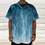 Blue Lightning Print Textured Short Sleeve Shirt