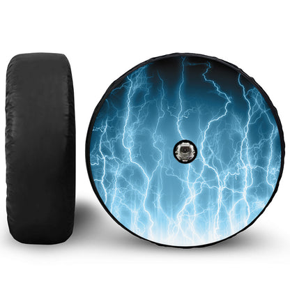 Blue Lightning Print Tire Cover With Camera Hole