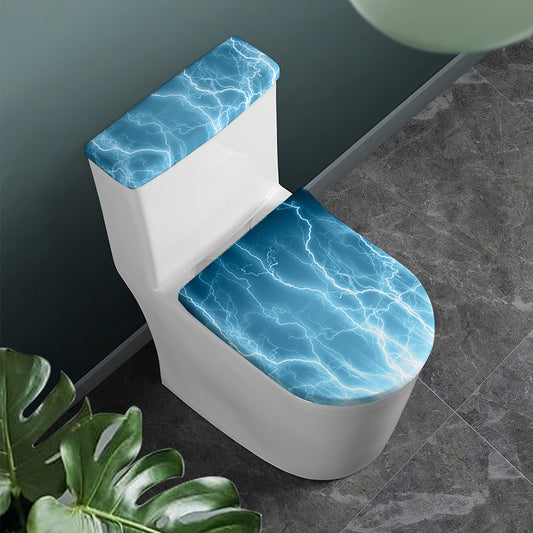 Blue Lightning Print Toilet Lid And Tank Cover Set