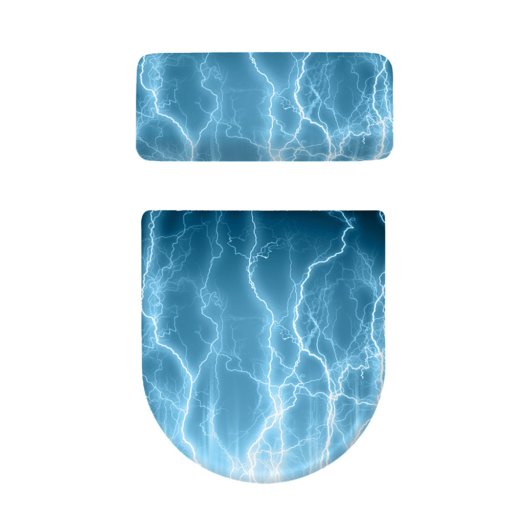 Blue Lightning Print Toilet Lid And Tank Cover Set