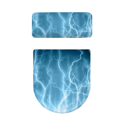 Blue Lightning Print Toilet Lid And Tank Cover Set