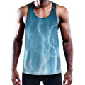 Blue Lightning Print Men's Workout Tank Top