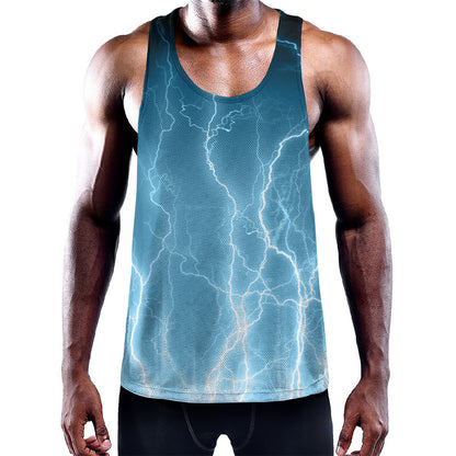 Blue Lightning Print Training Tank Top