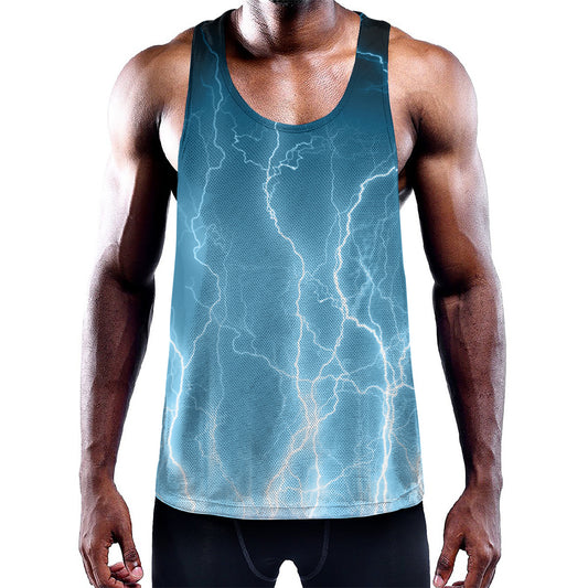 Blue Lightning Print Training Tank Top