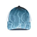 Blue Lightning Print White Mesh Trucker Hat