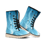 Blue Lightning Print Winter Boots