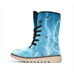 Blue Lightning Print Winter Boots
