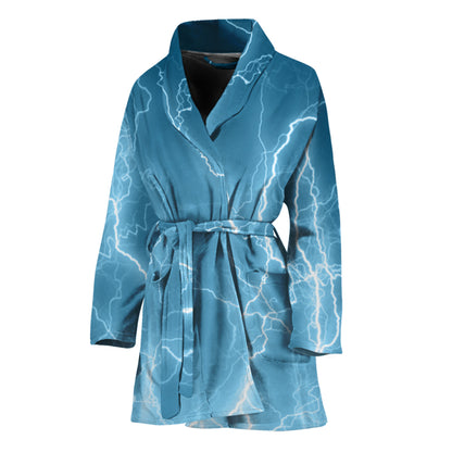 Blue Lightning Print Women's Bathrobe