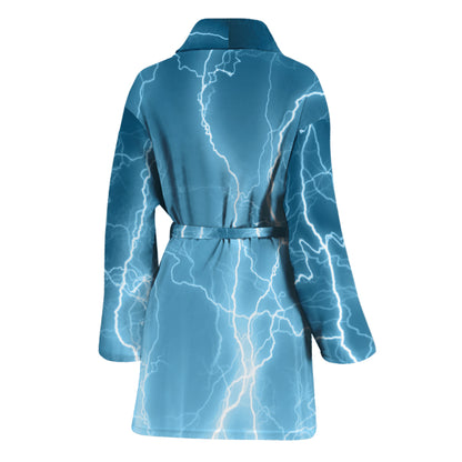 Blue Lightning Print Women's Bathrobe