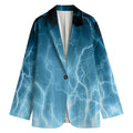 Blue Lightning Print Women's Cotton Blazer