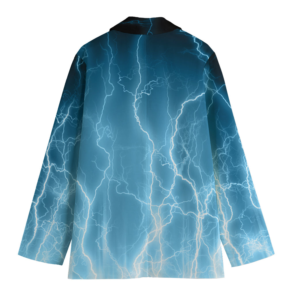 Blue Lightning Print Women's Cotton Blazer