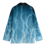 Blue Lightning Print Women's Cotton Blazer