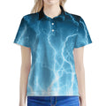 Blue Lightning Print Women's Polo Shirt