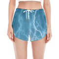 Blue Lightning Print Women's Split Running Shorts
