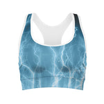 Blue Lightning Print Women's Sports Bra