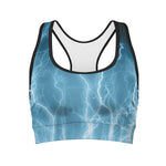 Blue Lightning Print Women's Sports Bra