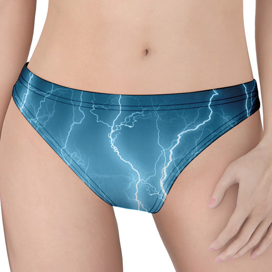 Blue Lightning Print Women's Thong